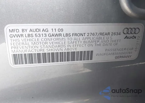 2010 Audi A6 3.0 Premium z USA, uszkodzony, nr VIN WAUFGAFB3AN043284